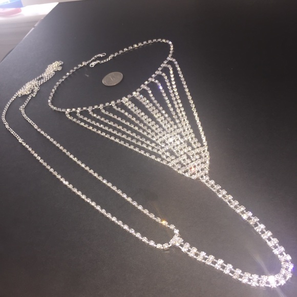 ⚜️[𝗡𝗪𝗧]⚜️Sexy Fancy Crystal Silver Panties NEW - Picture 7 of 10